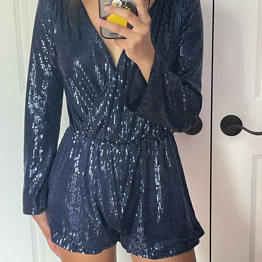 Altar’d State Blue Sequin Romper